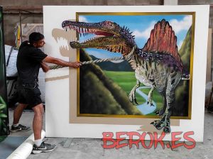 Graffiti Anamorfosis 3d Dinosaurio Barcelona 300x100000